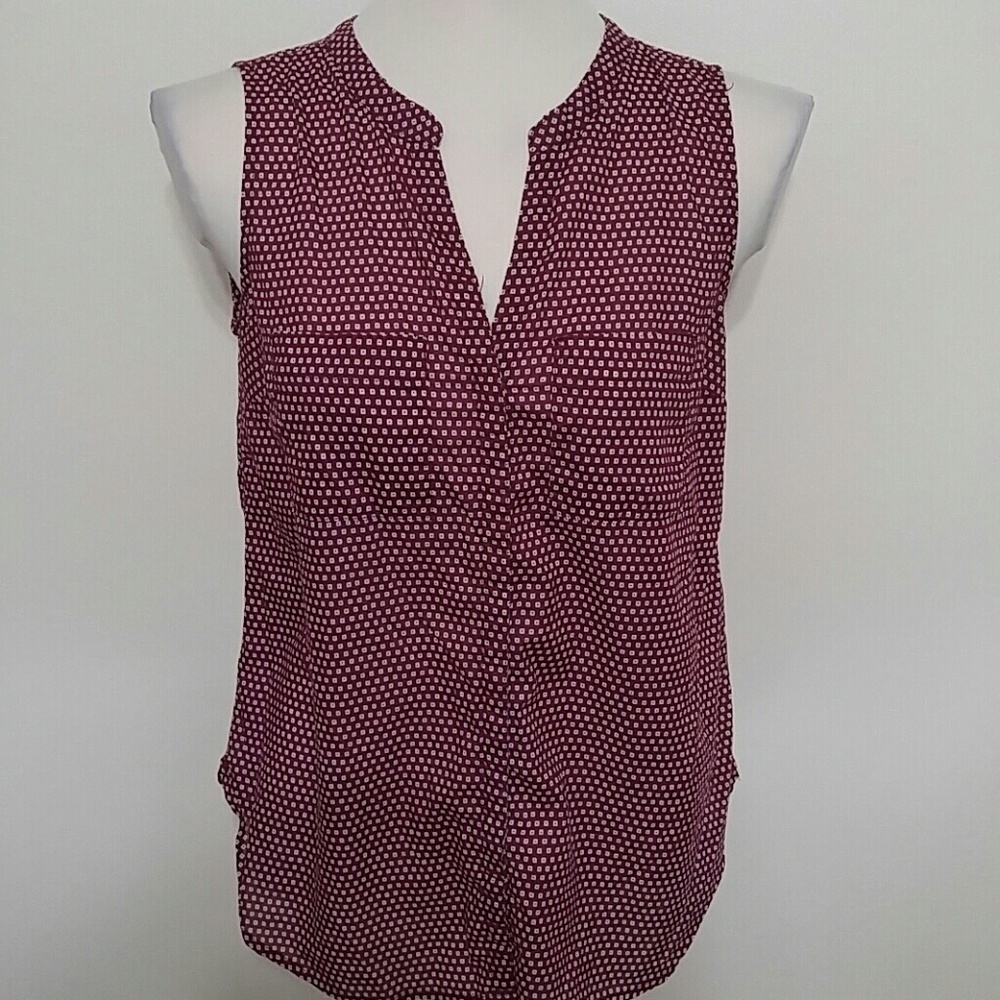 GAP maroon/wine and white sleeveless button up blouse size x-small